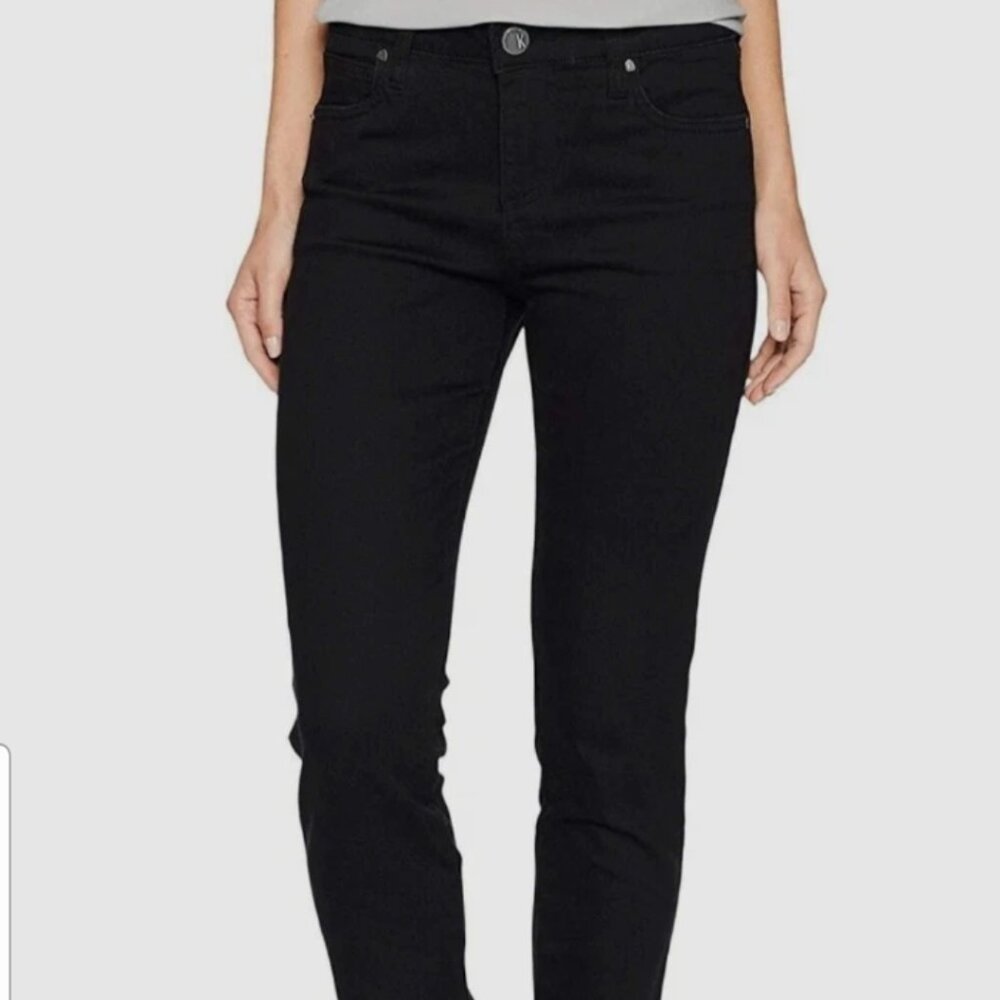 Kut From the Kloth Diana Mid Rise Black Skinny Jeans Size 16